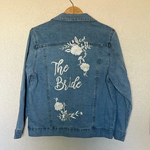 David’s Bridal | Embroidered Bride Jean Jacket with Flowers - Picture 2 of 10